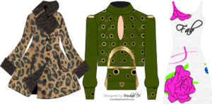 fashion design software - Animal Print Coat - Green Eyelet Puff Sleeve Ladies Top