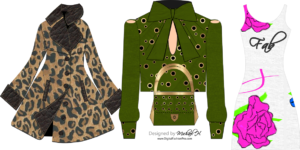 fashion design software - Animal Print Coat - Green Eyelet Puff Sleeve Ladies Top