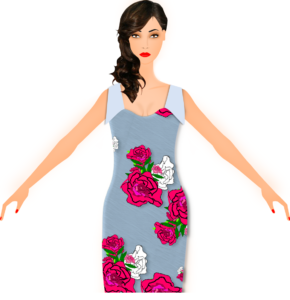 Model Wearing Floral Dress - 3dstyle - fashion design software - Digital Fashion Pro